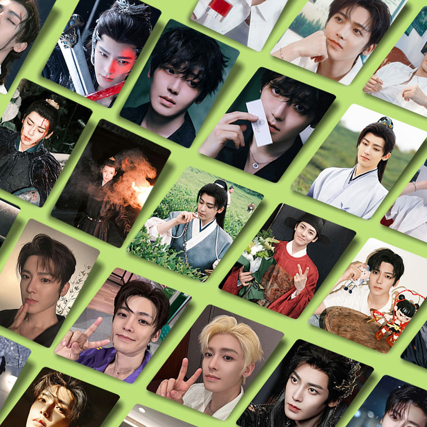 侯明昊高颜亮面小卡55张自印贺卡