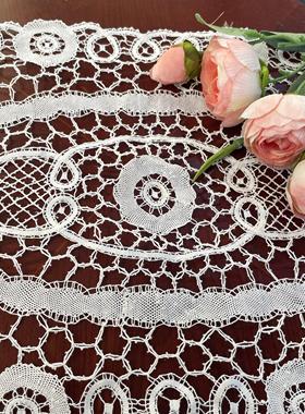 D111  白色手工青州府长方盘垫棉质30*45cm