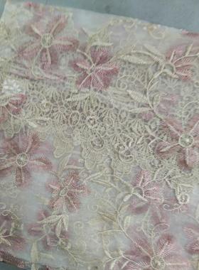 H211米色纱绣长桌布 1.5*2.2m