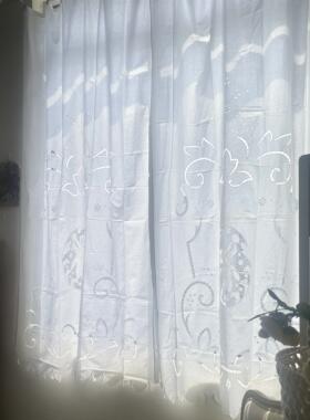 V241 手绣天使花稿窗帘白色棉质1.4×2m一对
