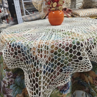 A206本色手工钩针方桌布85cm