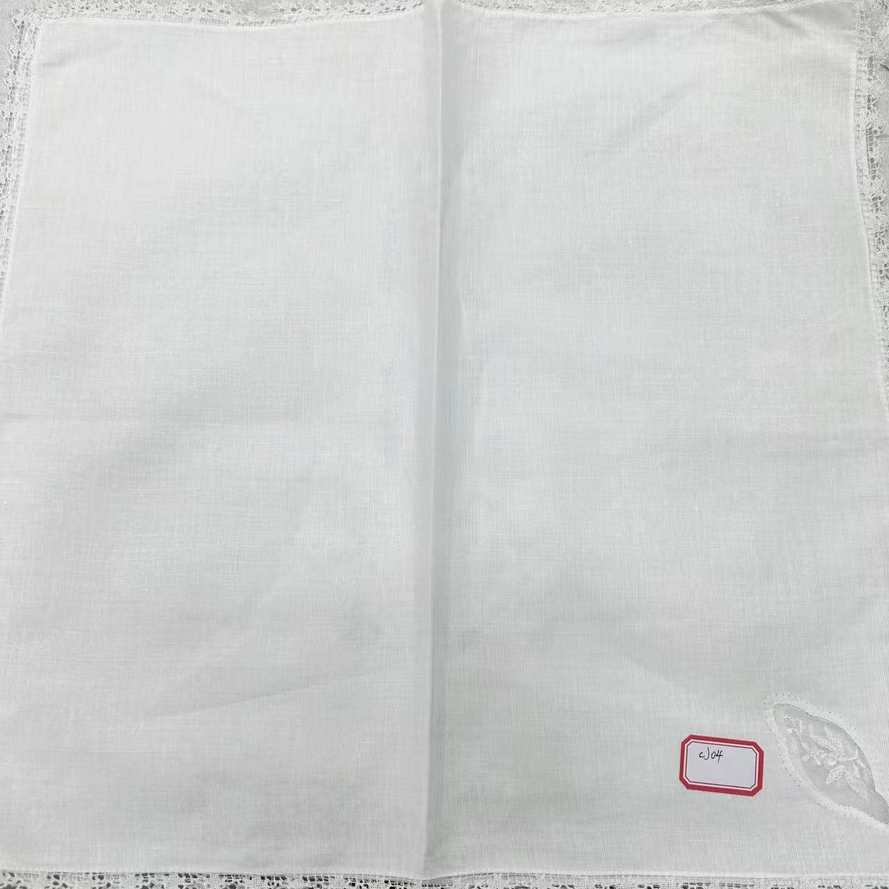 CJ004 白色菲力花边玻璃纱餐巾1片出 40cm