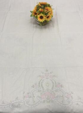 Q121 白色彩绣床单 230*270cm 棉质