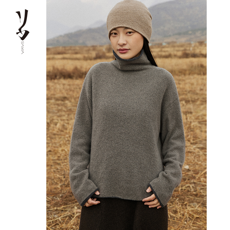 Say Ya【幻】心有灵犀 特殊纱&羊绒双层双穿高领套头衫 设计