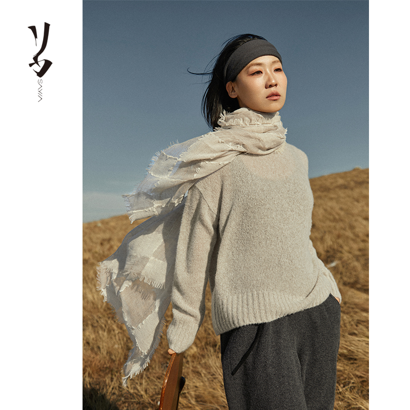 云感针织羊绒套头衫上衣