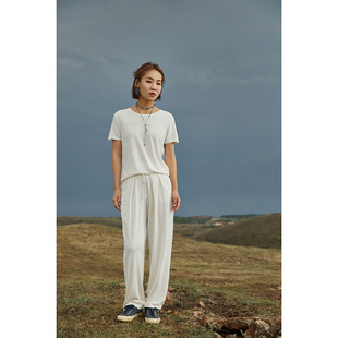 春夏 Say 沙爽凉感真丝羊绒直筒显瘦锥裤 然 松紧抽绳