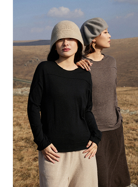 Say Ya【幻】百搭设计款精纺羊绒小圆翻领打底衫 宽松