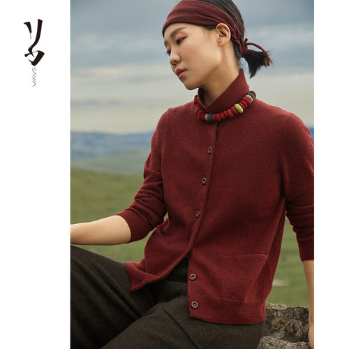 SayYa山羊绒polo领针织开衫