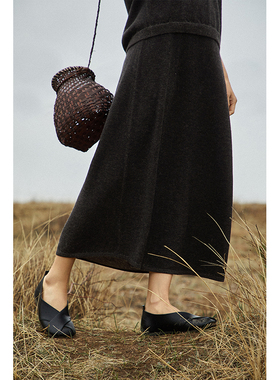 Say Ya【幻】持重入侵 双穿超垂包纱精纺羊绒A字半身裙 简约/显瘦