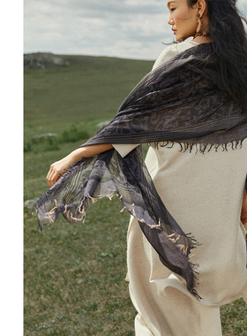 Say Ya 【幻】古典印花精纺羊绒围巾披肩 柔软