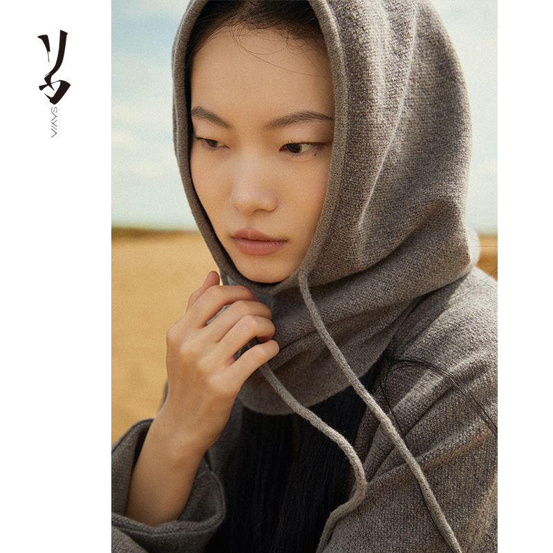 玲珑纱针织羊绒脖套帽