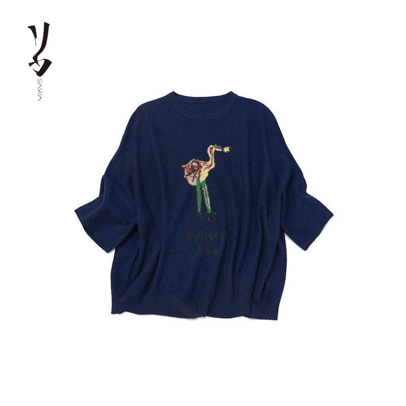 Say Ya【卓】双面穿手工嵌花反织大嘴鸟羊绒衫 双穿/落肩,女装/女士精品,羊绒衫,淘宝优惠券,粉丝福利购,淘宝优惠卷