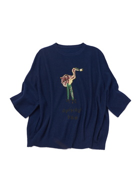 Say Ya【卓】双面穿手工嵌花反织大嘴鸟羊绒衫 双穿/落肩