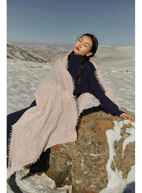 Say Ya【幻】清闲自在 不规则踩点针织流苏羊绒围巾 披肩保暖