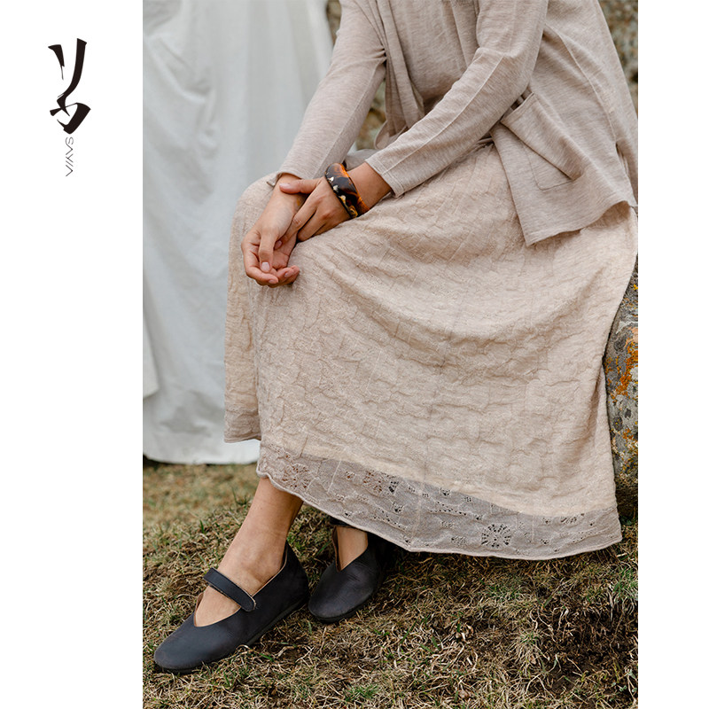 Say Ya【幻】花影 典藏版精纺100支羊绒提花半裙/真丝内衬