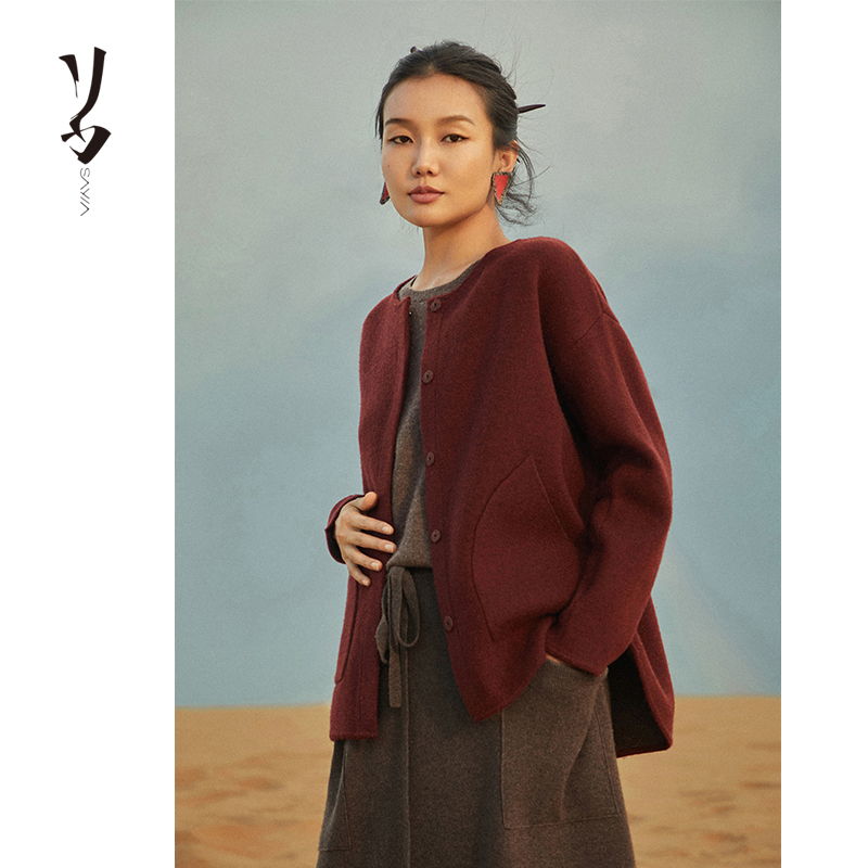 Say Ya【卓】浮世行 裁剪手工包缝双面双色羊绒夹克外套 加厚保暖