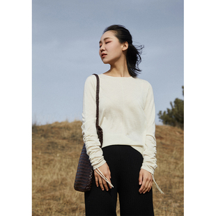 抽带袖 Say 抱朴圆领精纺羊绒衫 幻
