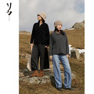 简约 幻 特殊纱粒感直领系扣开衫 显瘦 自述衫 Say