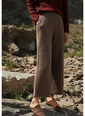 Say Ya【幻】行者云加厚无痕一体羊绒阔腿裤 九分直筒高腰保暖