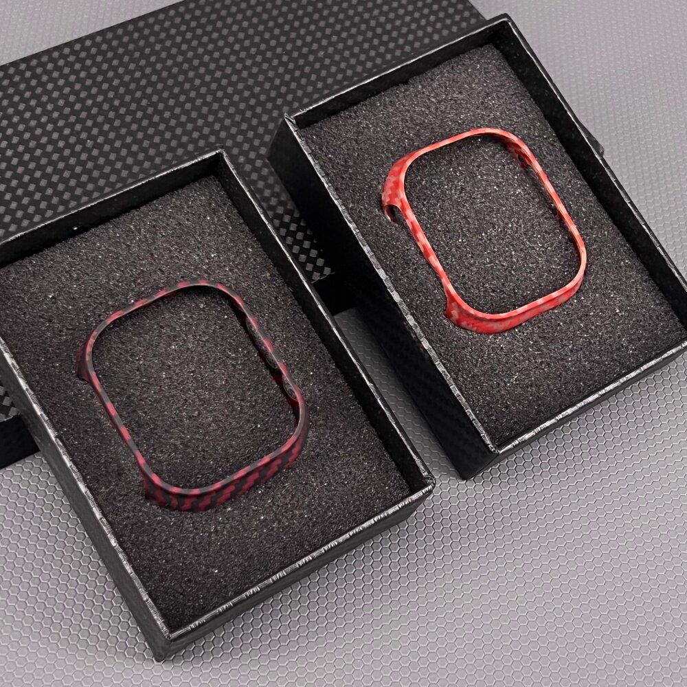 适用S10苹果iWatch Ultra2/3碳纤维手表壳S9凯夫拉芳纶轻薄保护套
