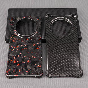 适用于华为mate60pro mate60pro 凯夫拉手机壳碳纤维全包轻薄防摔高档硬壳保护套半框锻造红箔款