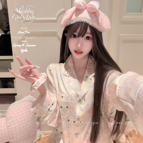 Miubby「甜品小羊」纯欲甜美宅萌家居服2026新款长袖少女冰丝睡衣