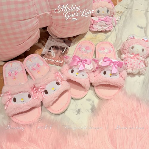 Miubby「芭蕾小羊拖」甜美卡通可爱小羊鱼嘴拖四季露趾少女棉拖鞋