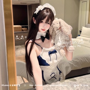 Miubby「萝系女仆」纯欲可爱性感蝴蝶结毛球吊带睡裙女仆制服套装