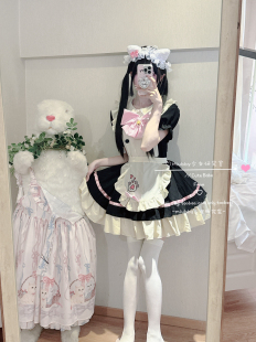 Lolita连衣裙 日系萌妹蝴蝶结cos猫咪女仆装 原创线 在桃小猫