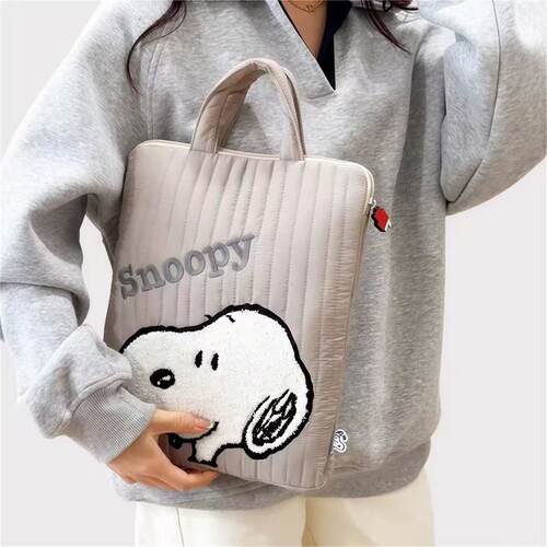 正版卡通史努比SNOOPY可爱夹棉羽绒柔软云朵平板电脑包文件课本袋