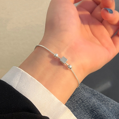 小圆珠方块手链女几何手饰简约百搭轻奢小众设计精致高级感气质