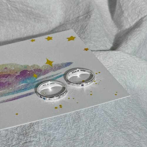 Viva la vida! 生命万岁一切顺利情侣戒指小众设计高级感星芒对戒