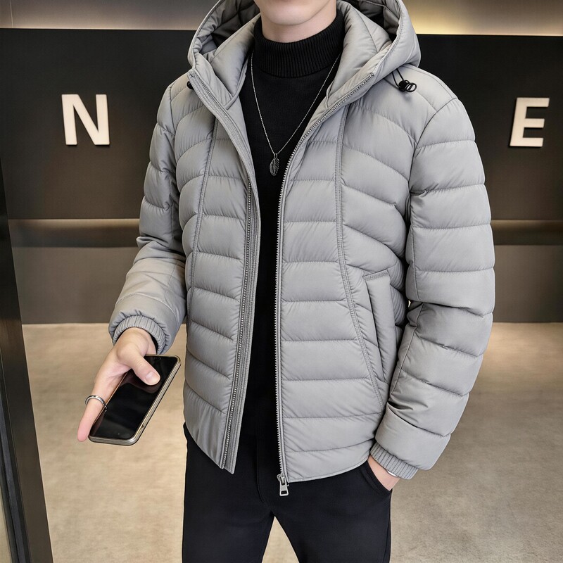 外贸尾货秋冬新款男士羽绒服90白鸭绒连帽保暖休闲外套双头拉链