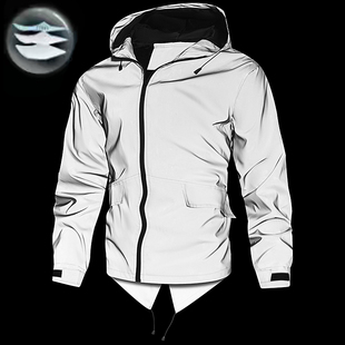 外贸尾单春秋男女外套夹克骑行服潮牌科技感欧码 夜视燕尾