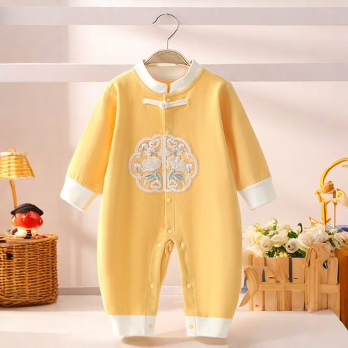 婴儿连体衣新生儿爬服中国风春秋