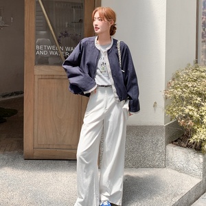撞色拼接条纹假两件短外套女春秋2025新款休闲气质显瘦小个子上衣图片