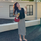 牛仔马甲+经典条纹长裙两件套097-C51-P165,控248，女装套装/套裙，莎莎