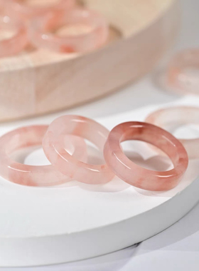 天然戒圈桃花酿戒指方糖新中式粉色情人节平安跑环温柔显白配饰