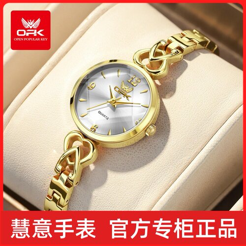 opk品牌手表时尚休闲女士手表防水气质简约石英表女表