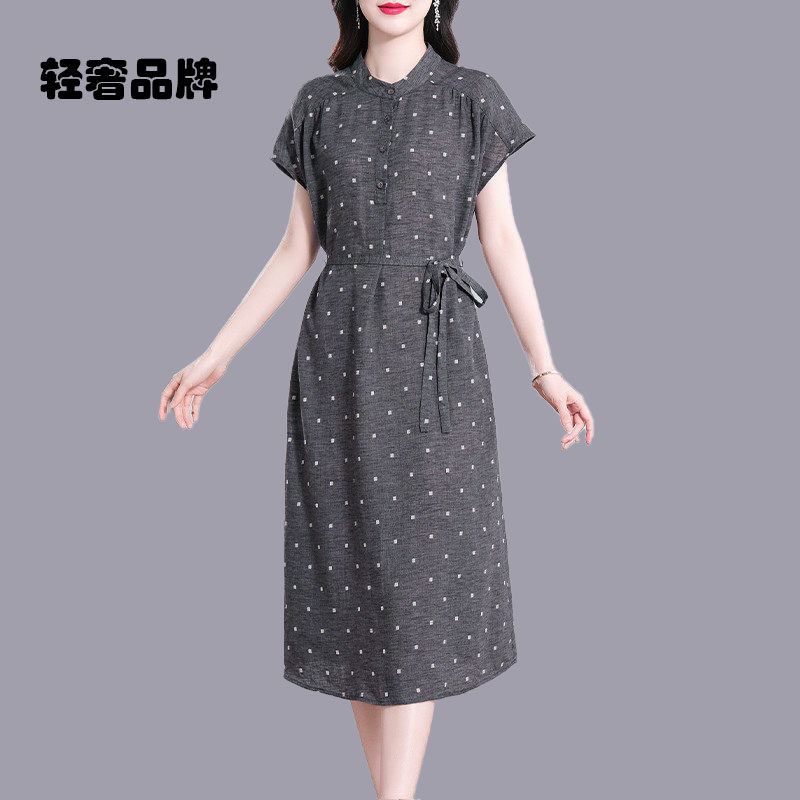 朗姿约定亚麻连衣裙女夏季2026新款气质高端高档宽松裙子