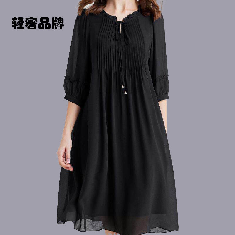 朗姿约定加码女装2026夏季新胖毫米宽松瘦身看覆盖肚皮雪纺连
