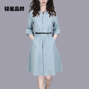 女夏设计感收腰显瘦衬衫 裙子 款 朗姿约定POLO领简约连衣裙2026春季