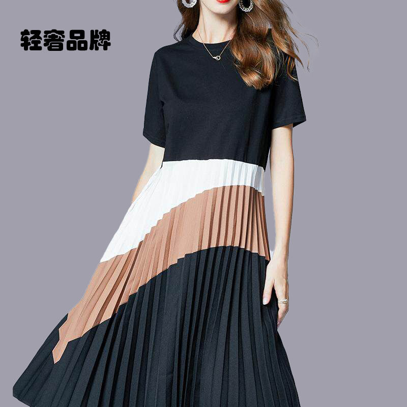 朗姿约定高端加码女装2026夏季新宽松瘦身看覆盖腹部的时尚拼接百