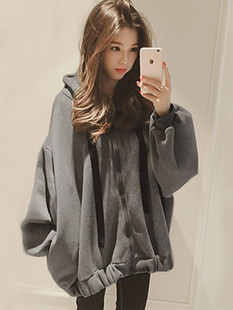 加绒加厚外套女秋冬2025新款学生百搭宽松棒球服大码连帽卫衣开衫