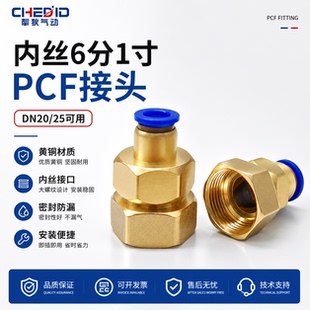 气动PCF内丝DN25内螺纹20直通一寸内牙6分12mm气管10快插快速接头