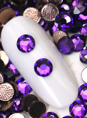 正品奥地利施家水晶华子001HEL紫红光平底圆形指甲饰品烫钻