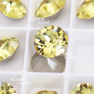 正品 施家华子1088奥地利1407深黄色尖底圆形钻美甲堆钻指甲饰