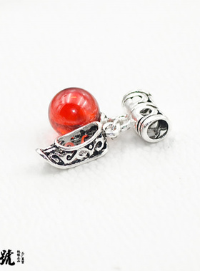 S925泰银石榴宝珠绣花鞋管套吊挂坠饰品DIY串珠配件批工厂促销发C