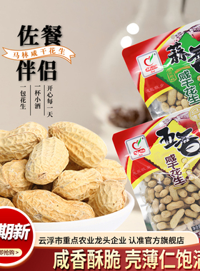 马林食品五香蒜香咸干花生130g袋带壳花生新货坚果炒货下酒零食