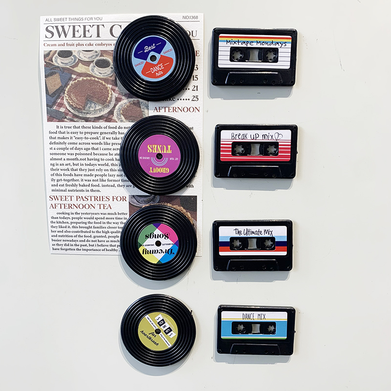 创意黑胶唱片冰箱贴磁贴怀旧复古卡带装饰个性磁力贴磁吸磁铁贴